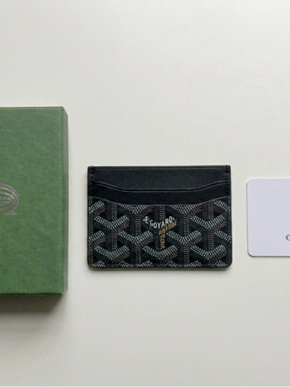 Goyard Black and Gray Chevron Card Holder